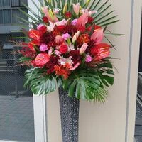 画像2707：高級感なホワイト系スタンド花2段